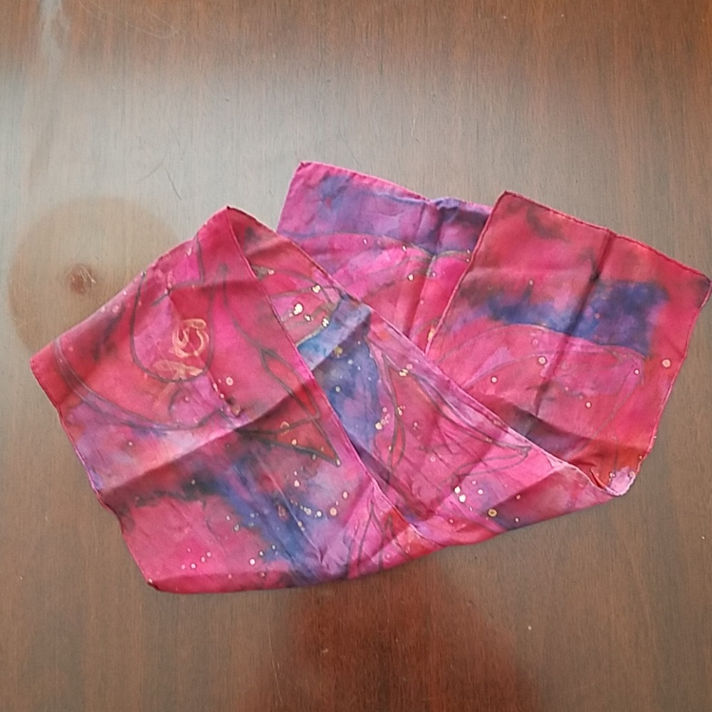 Hand painted silk scarf